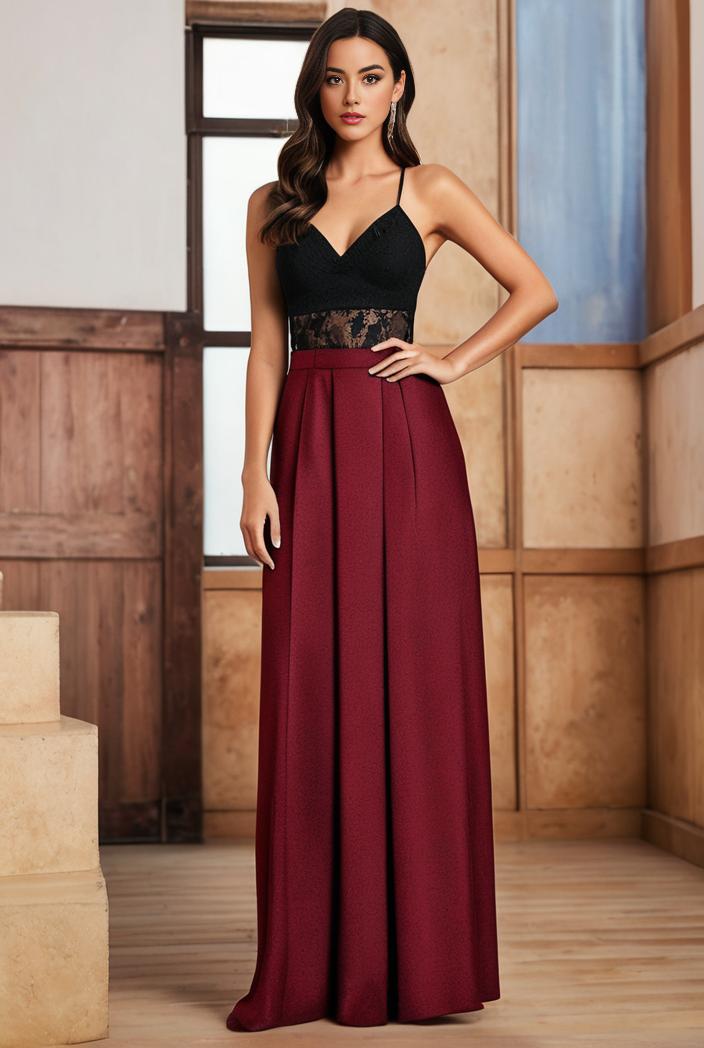 spaghetti strap 2 in 1 sheer evening dress 122304