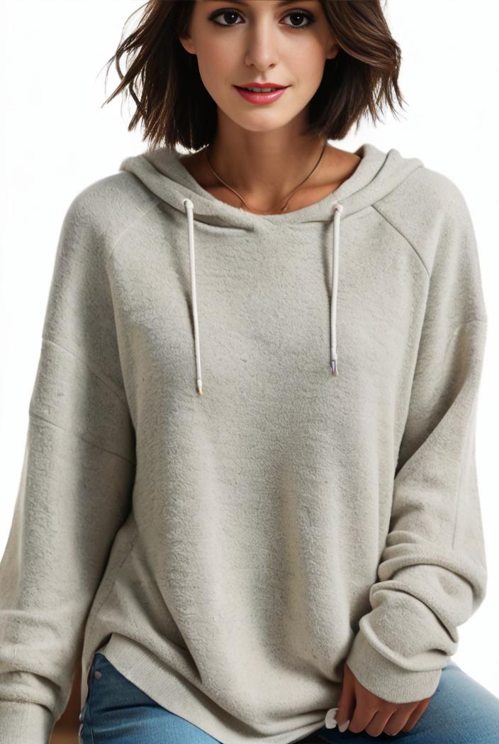 plus size casual hoodie women s plus solid ribbed long sleeve slight stretch hoodie drawstring sweatshirt 105128