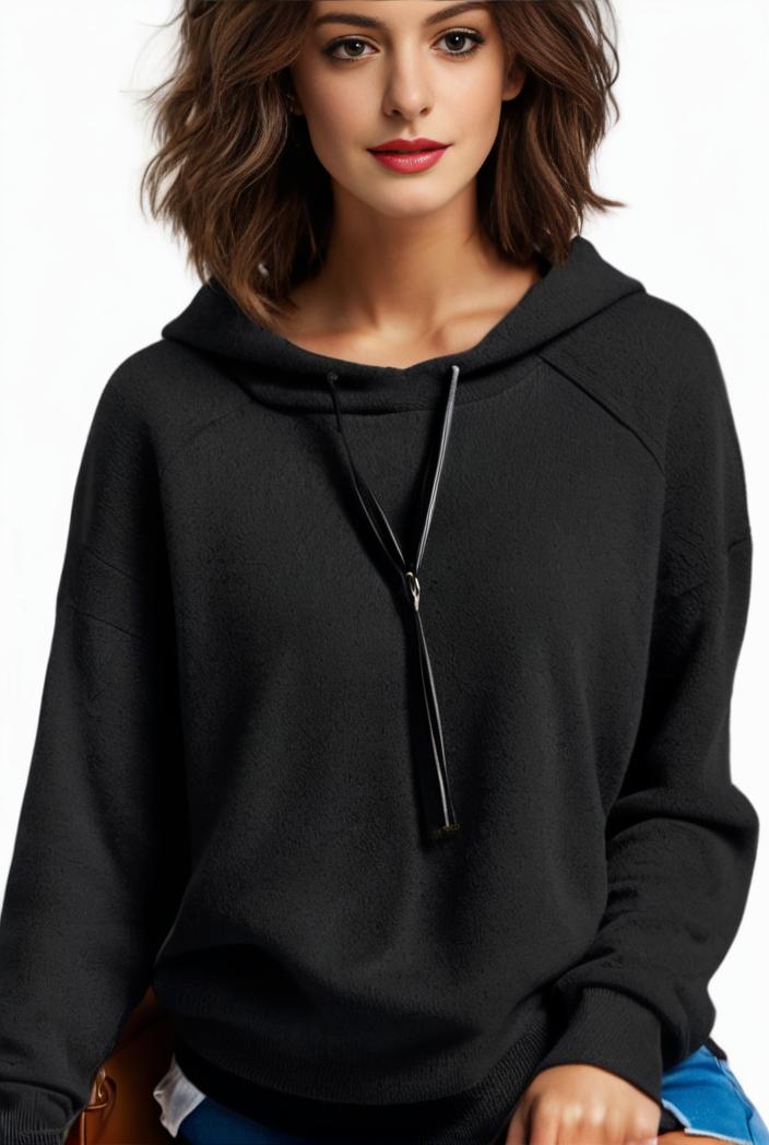 plus size casual hoodie women s plus solid ribbed long sleeve slight stretch hoodie drawstring sweatshirt 105136