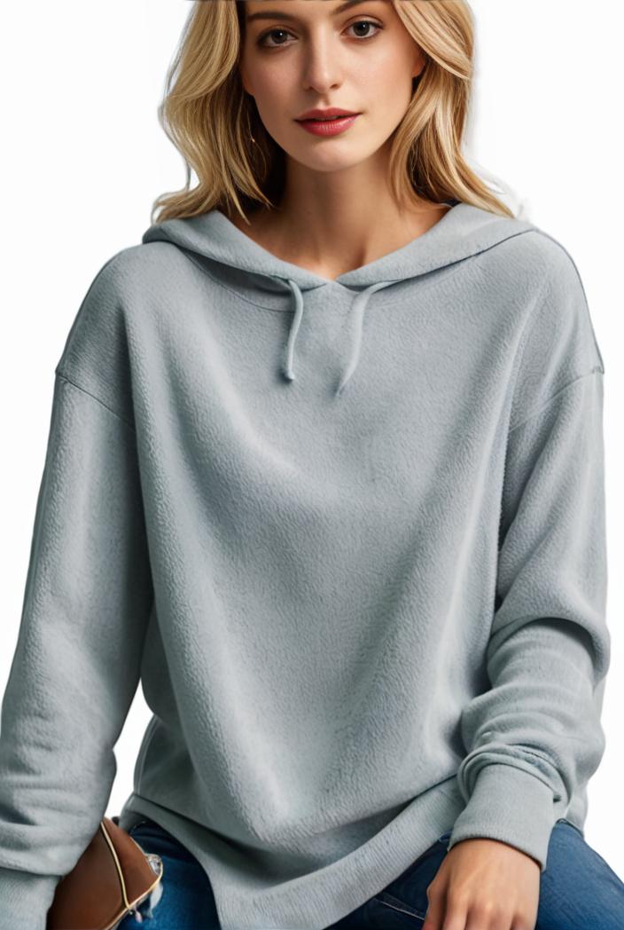 plus size casual hoodie women s plus solid ribbed long sleeve slight stretch hoodie drawstring sweatshirt 105152
