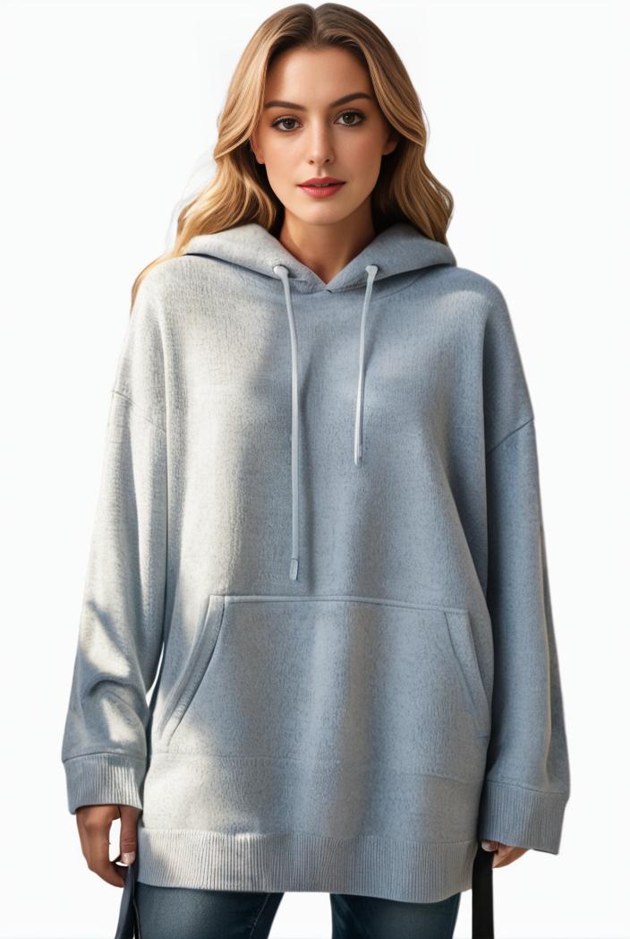 plus size casual hoodie women s plus solid ribbed long sleeve slight stretch hoodie drawstring sweatshirt 105161