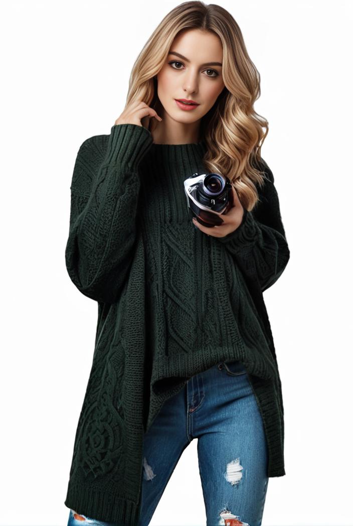 plus size casual sweater women s plus solid tassel trim long sleeve cowl neck high stretch jumper 105184
