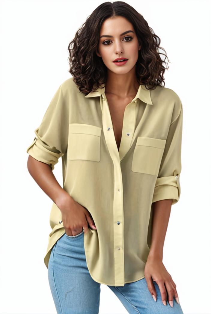 plus size formal shirt women s plus plain long sleeve turn down collar button up workwear shirt 105760