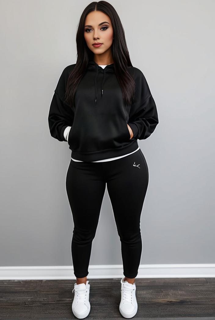 casual drawstring pants and hoodie combo set for women 101709