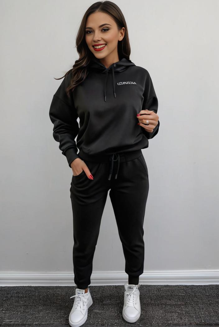 casual drawstring pants and hoodie combo set for women 101716