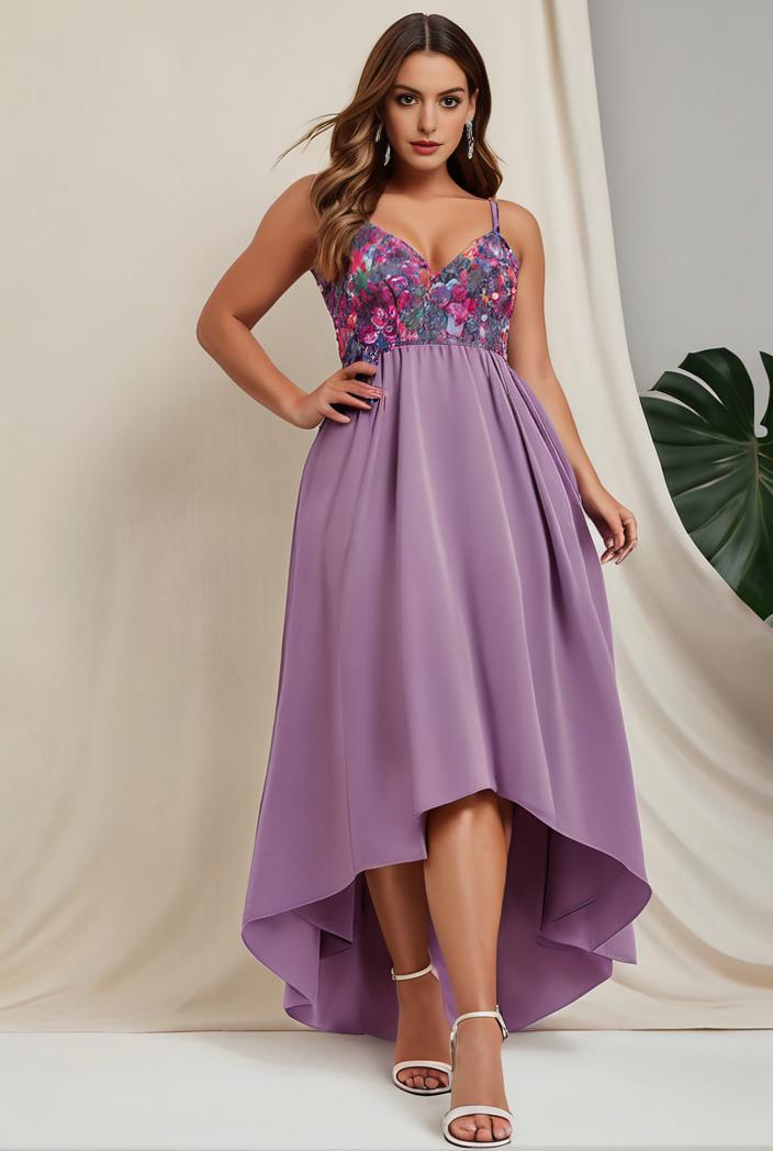 plus size sequin high low deep v neck tulle evening dresses 107254