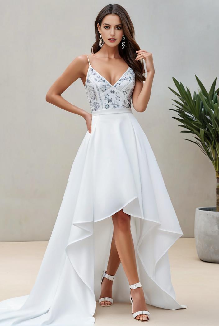 plus size sequin high low deep v neck tulle evening dresses 107267