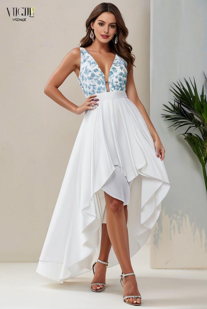 plus size sequin high low deep v neck tulle evening dresses 107272