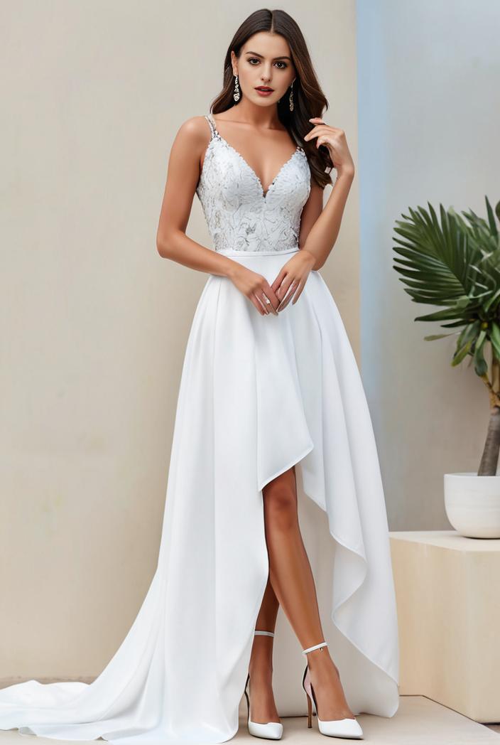 plus size sequin high low deep v neck tulle evening dresses 107291