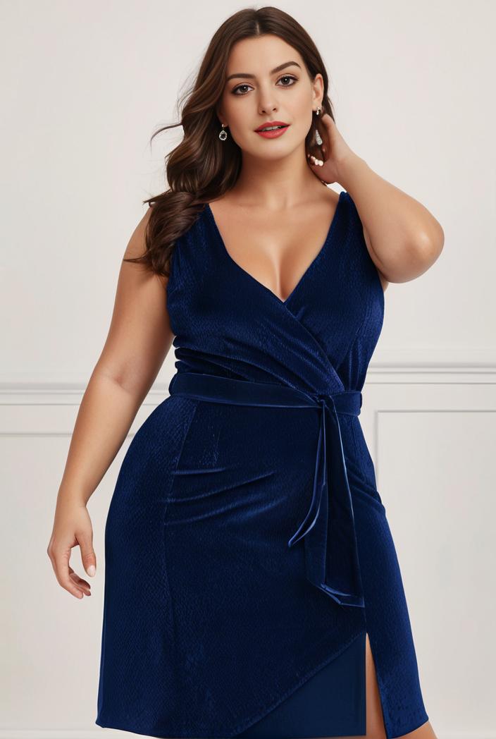 plus size shiny v neck side slit formal evening dress 107526
