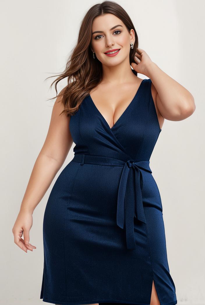 plus size shiny v neck side slit formal evening dress 107527
