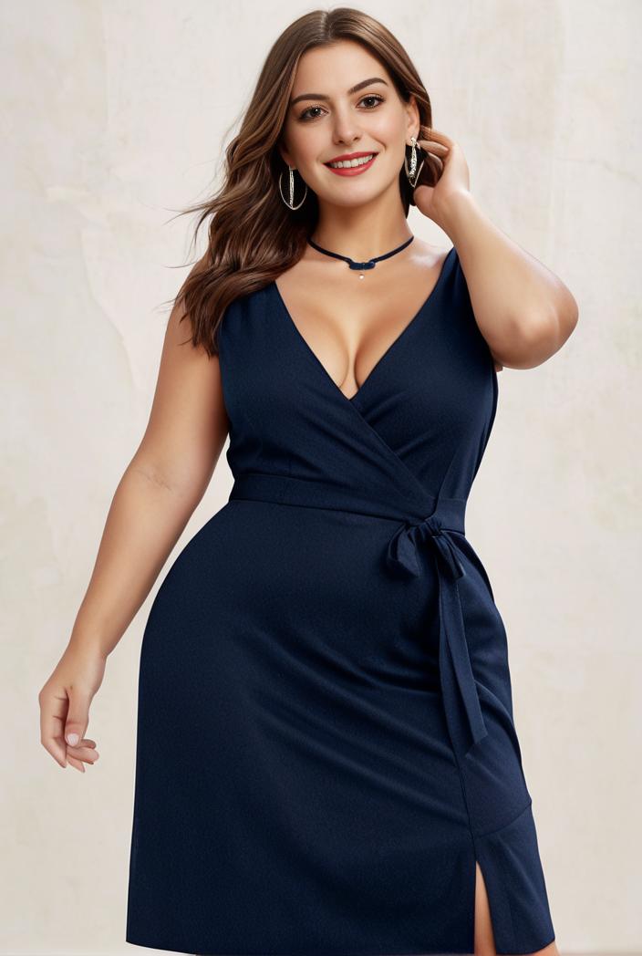plus size shiny v neck side slit formal evening dress 107528
