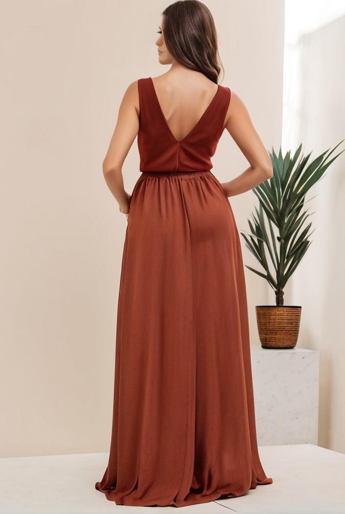 plus size shiny v neck side slit formal evening dress 107556