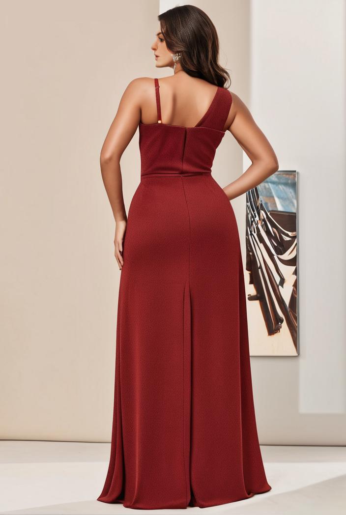 plus size shiny v neck side slit formal evening dress 107558