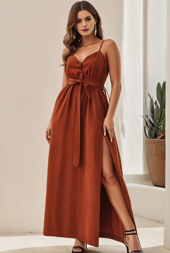 plus size shiny v neck side slit formal evening dress 107565