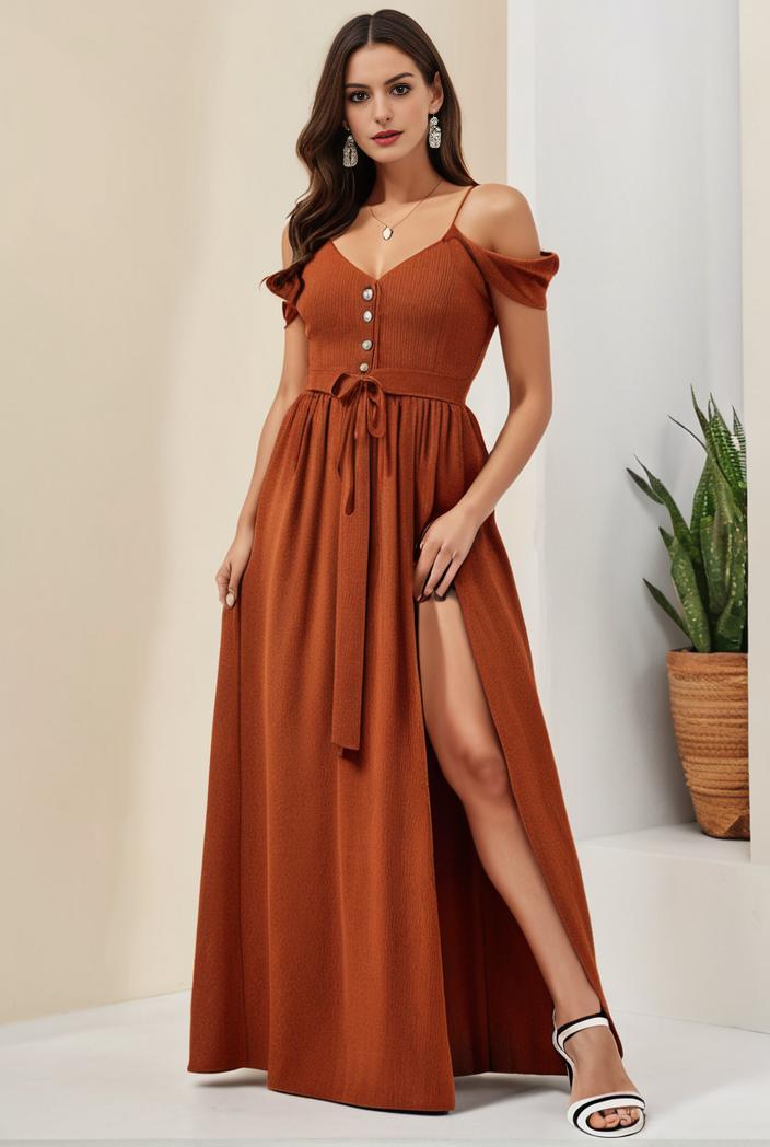 plus size shiny v neck side slit formal evening dress 107567