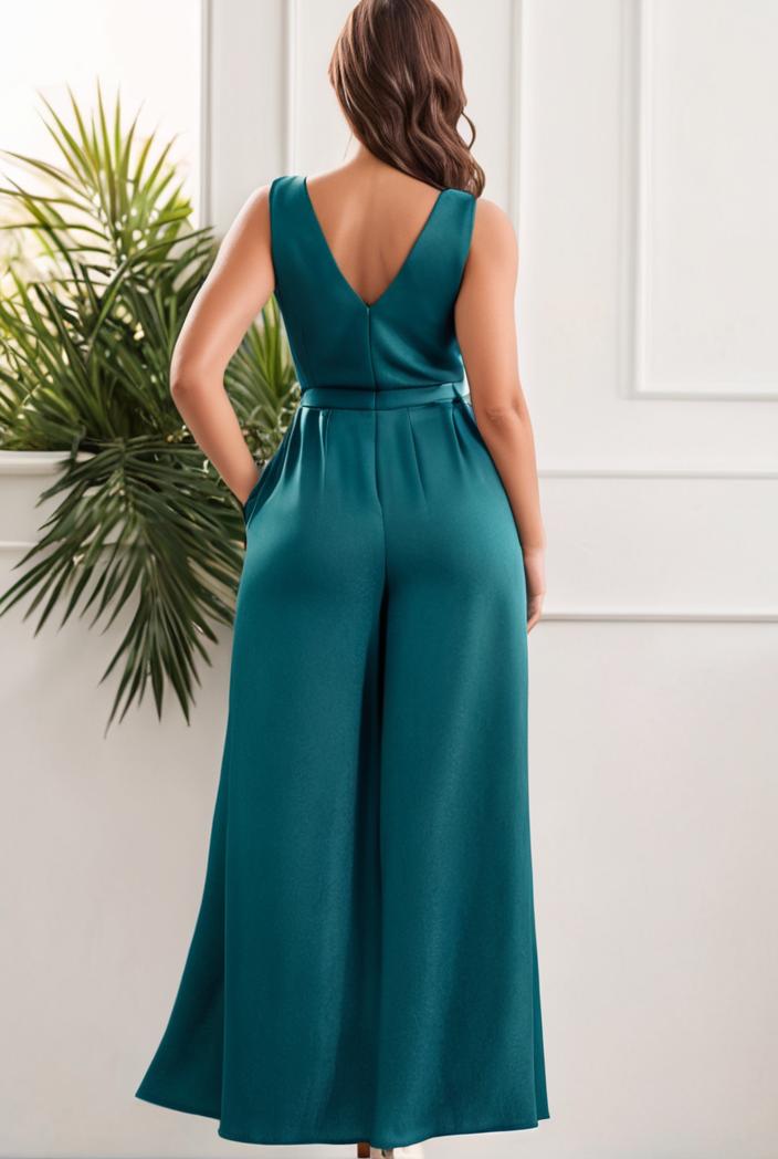 plus size shiny v neck side slit formal evening dress 107604
