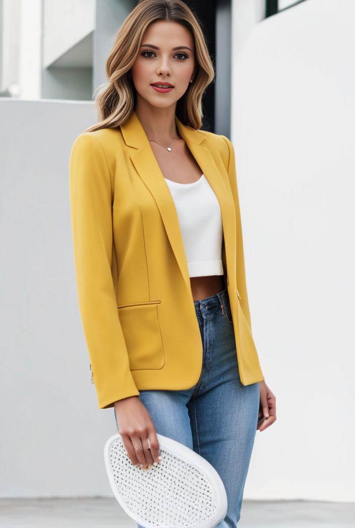 chic open front blazer with stylish pockets for women 103397