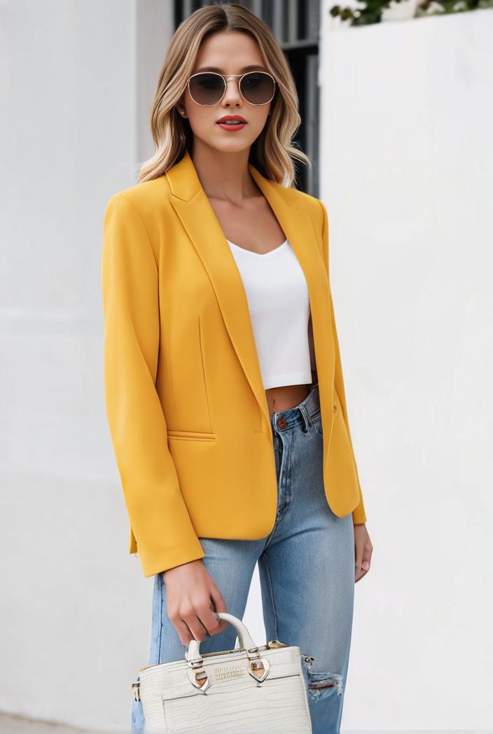 chic open front blazer with stylish pockets for women 103398