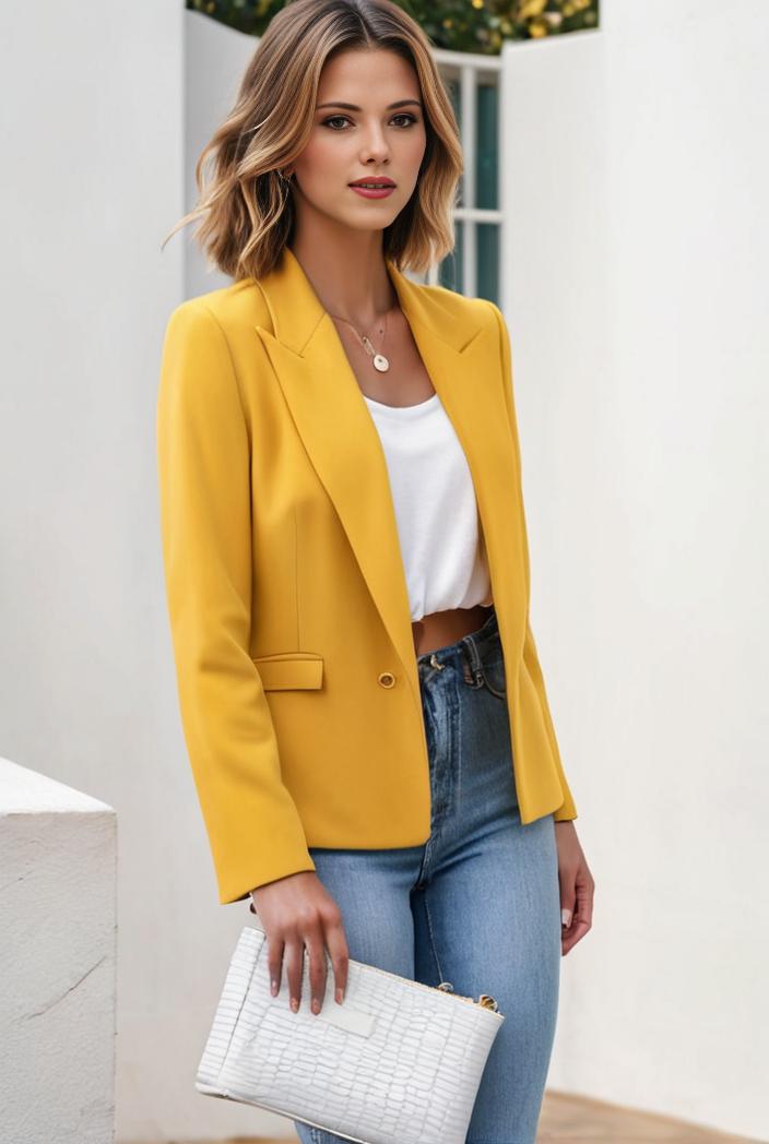 chic open front blazer with stylish pockets for women 103399