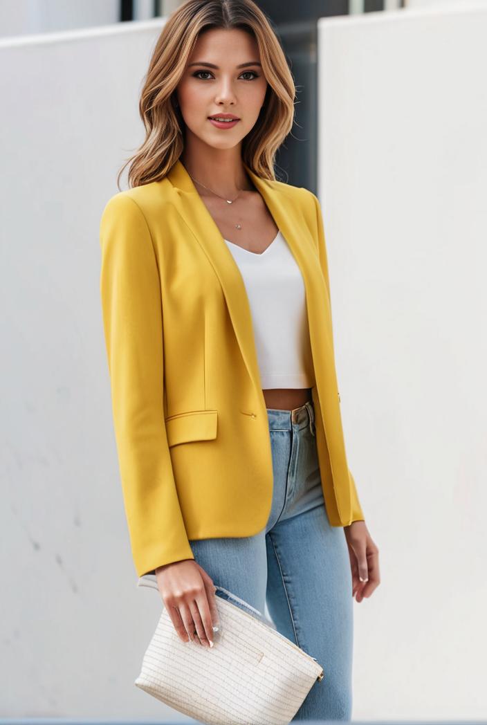 chic open front blazer with stylish pockets for women 103401