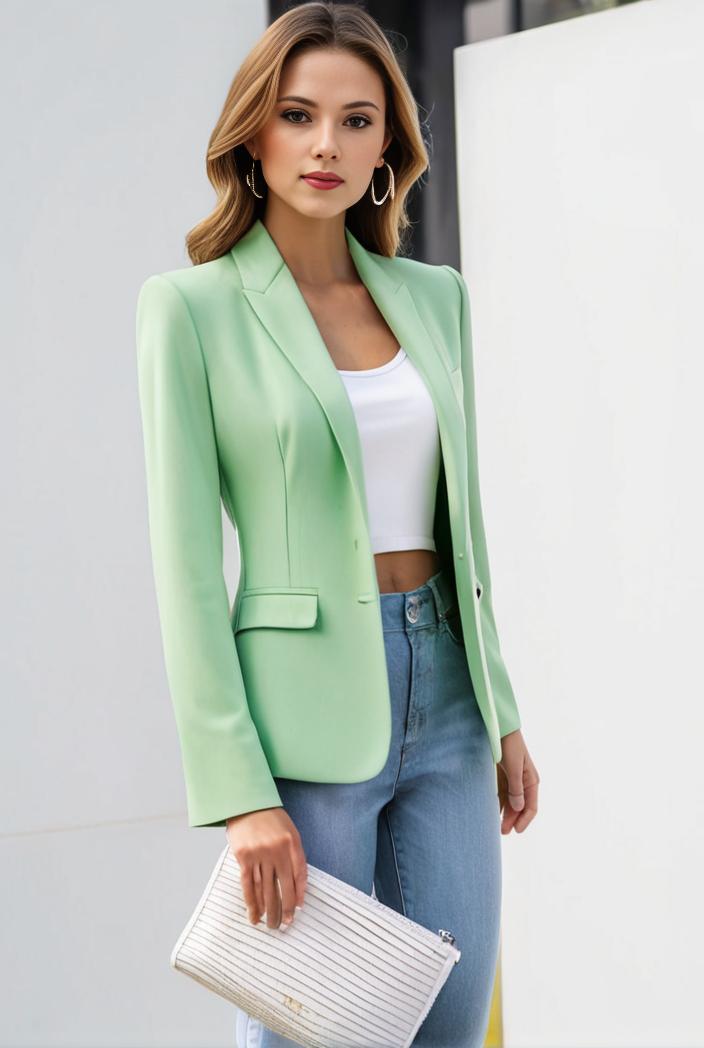 chic open front blazer with stylish pockets for women 103418