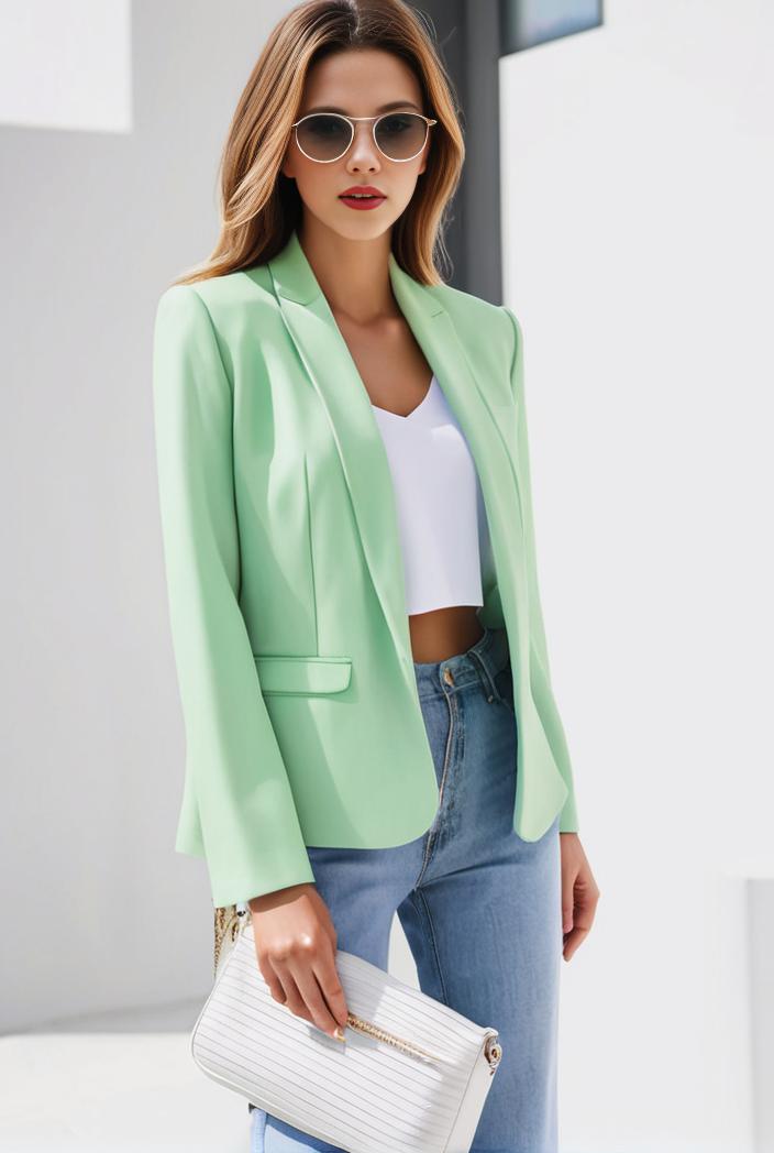 chic open front blazer with stylish pockets for women 103419
