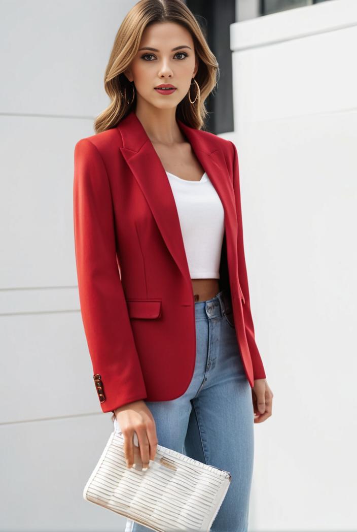 chic open front blazer with stylish pockets for women 103433