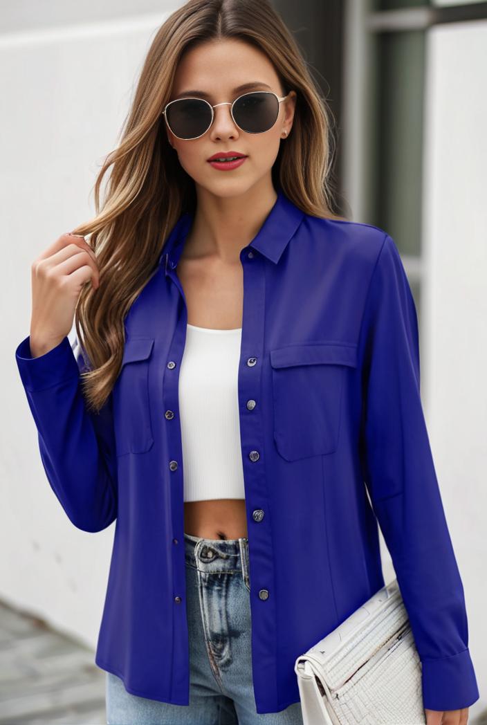 chic open front blazer with stylish pockets for women 103441