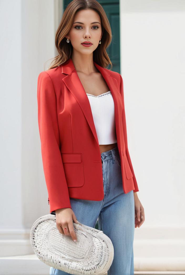 chic open front blazer with stylish pockets for women 103448