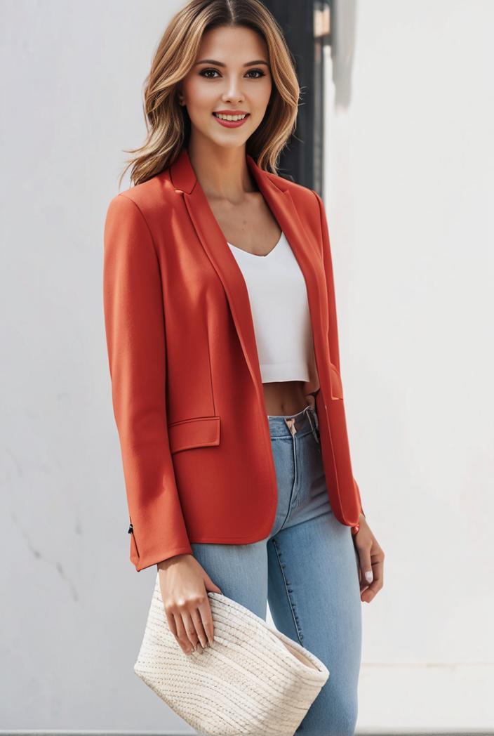 chic open front blazer with stylish pockets for women 103449