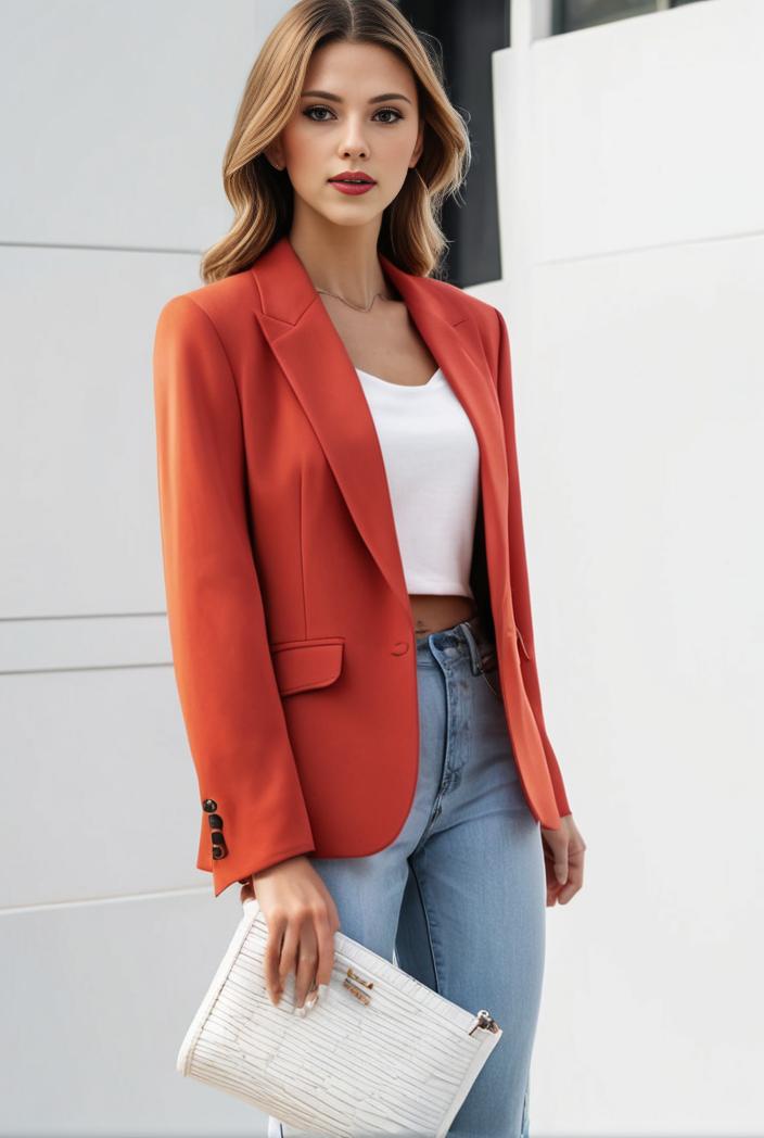 chic open front blazer with stylish pockets for women 103450
