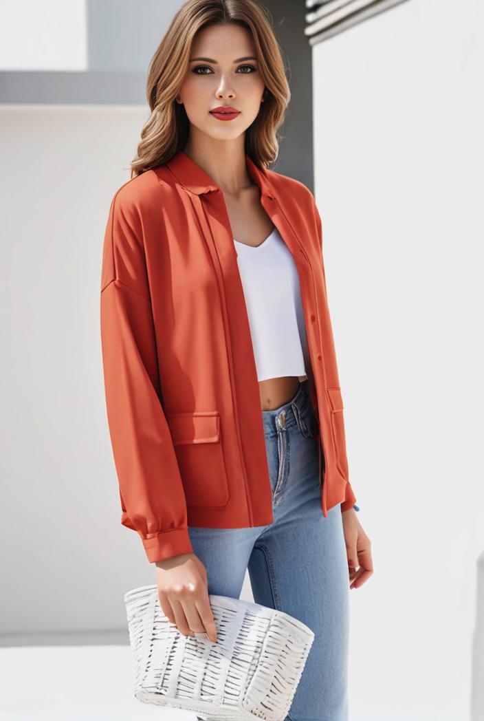 chic open front blazer with stylish pockets for women 103451