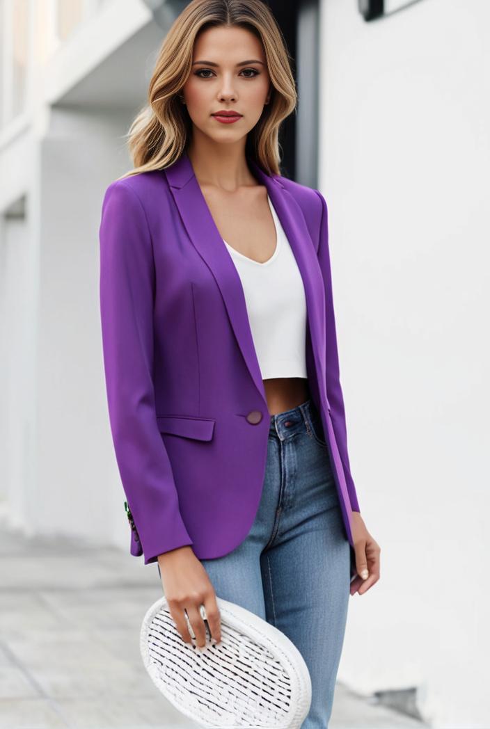 chic open front blazer with stylish pockets for women 103461