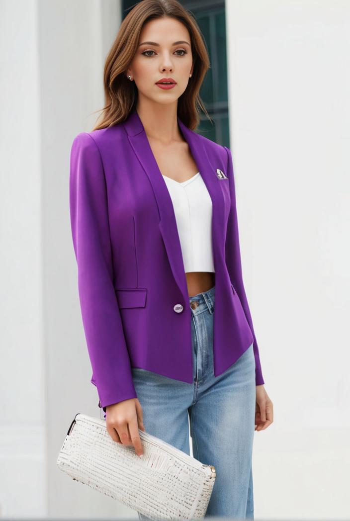 chic open front blazer with stylish pockets for women 103464