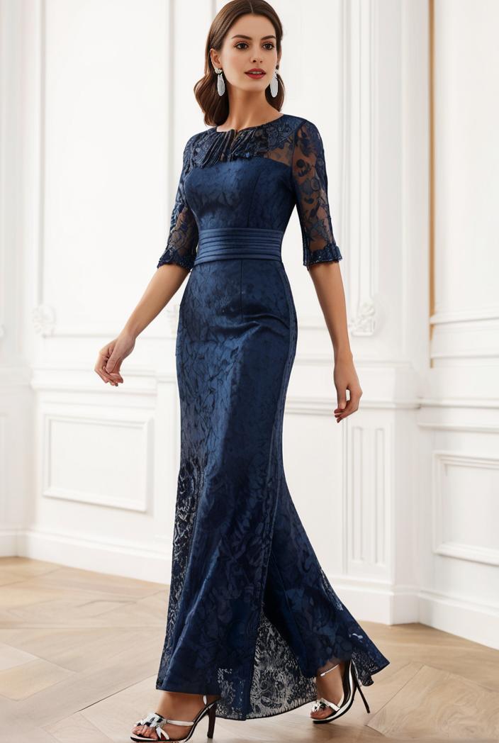 3 4 sleeve bodycon plunging back sequin evening dress 115738