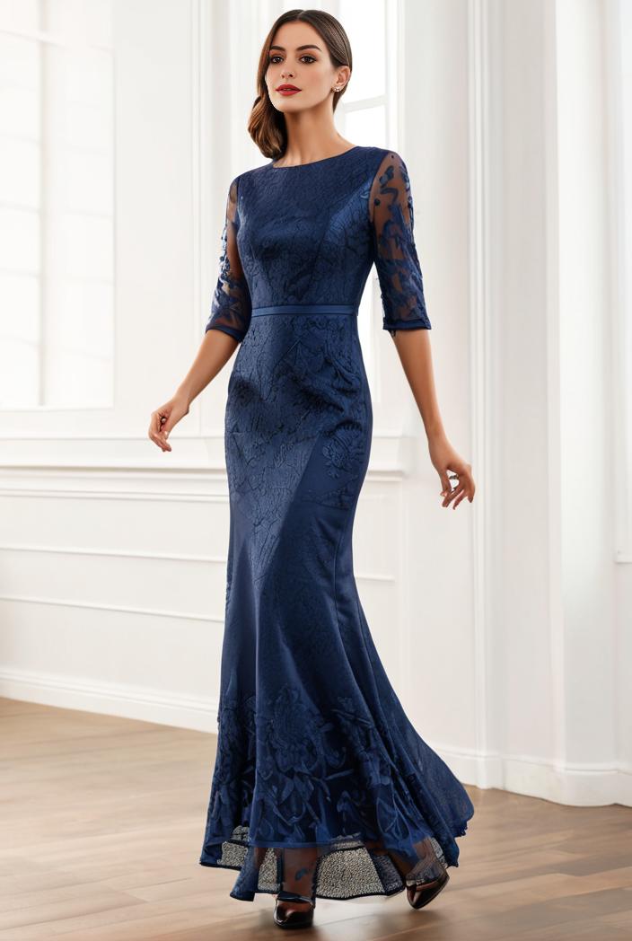 3 4 sleeve bodycon plunging back sequin evening dress 115742