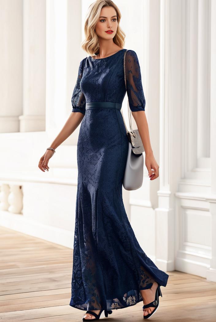 3 4 sleeve bodycon plunging back sequin evening dress 115743