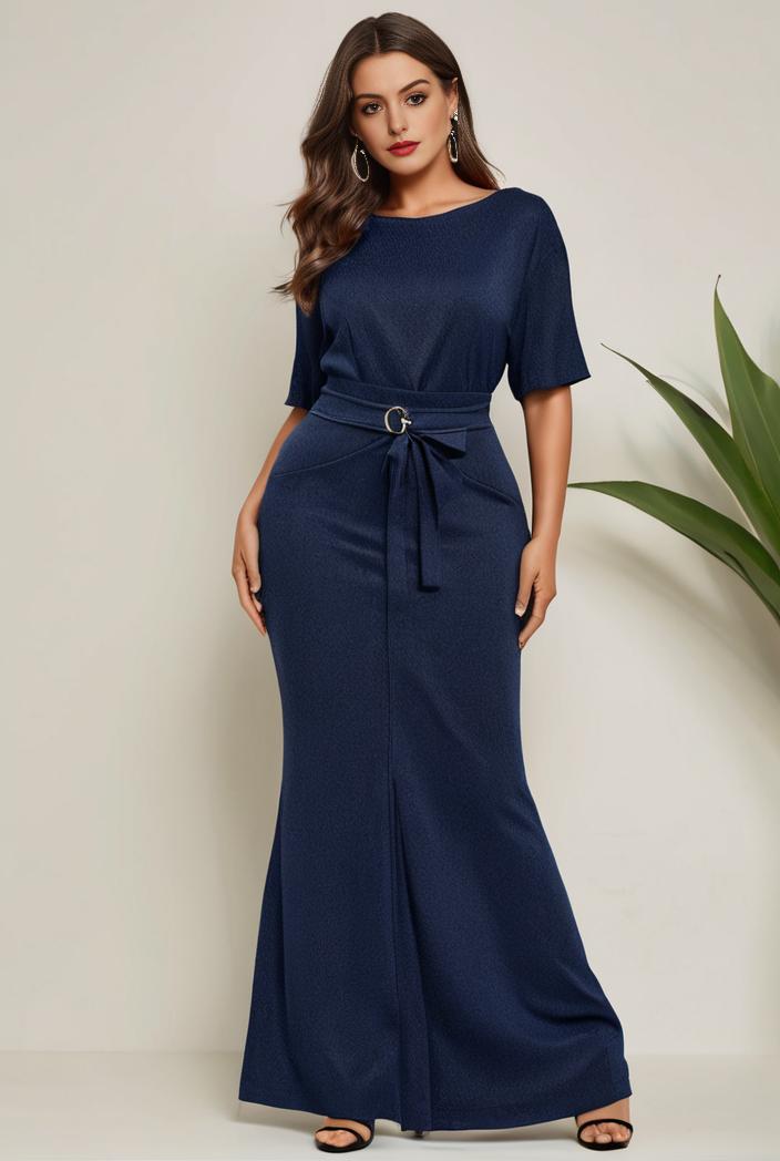 3 4 sleeve bodycon plunging back sequin evening dress 115745