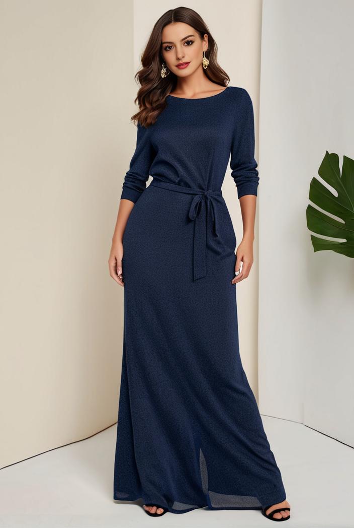 3 4 sleeve bodycon plunging back sequin evening dress 115751