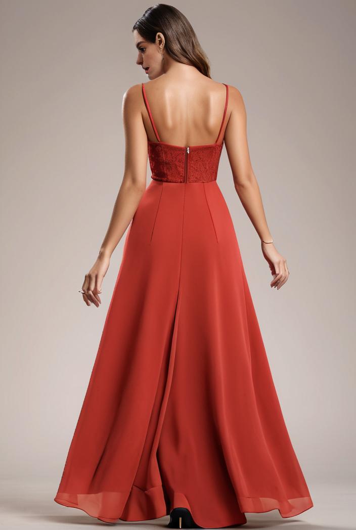 convertible chiffon lace open back spaghetti straps bridesmaid dress 116217