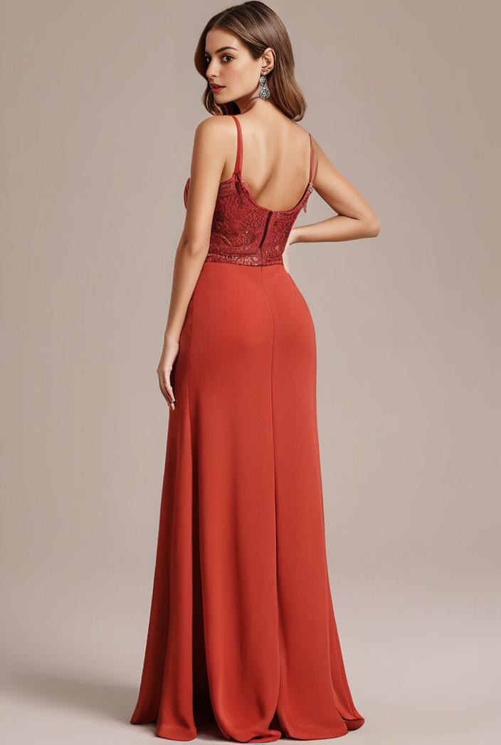 convertible chiffon lace open back spaghetti straps bridesmaid dress 116224