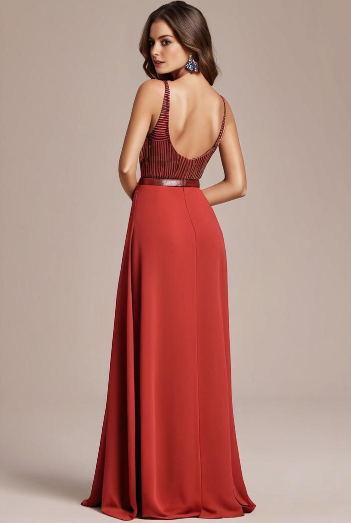 convertible chiffon lace open back spaghetti straps bridesmaid dress 116234
