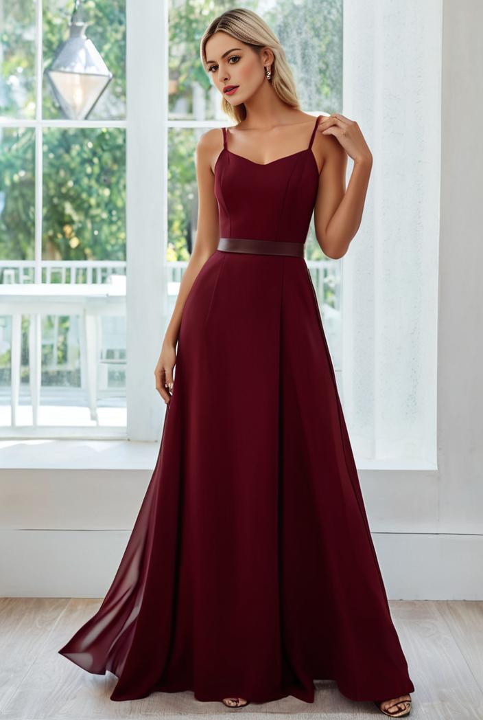 convertible chiffon lace open back spaghetti straps bridesmaid dress 116257