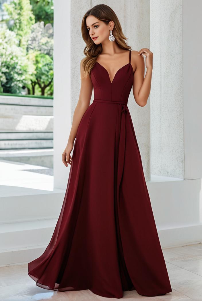 convertible chiffon lace open back spaghetti straps bridesmaid dress 116259