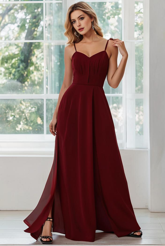 convertible chiffon lace open back spaghetti straps bridesmaid dress 116262