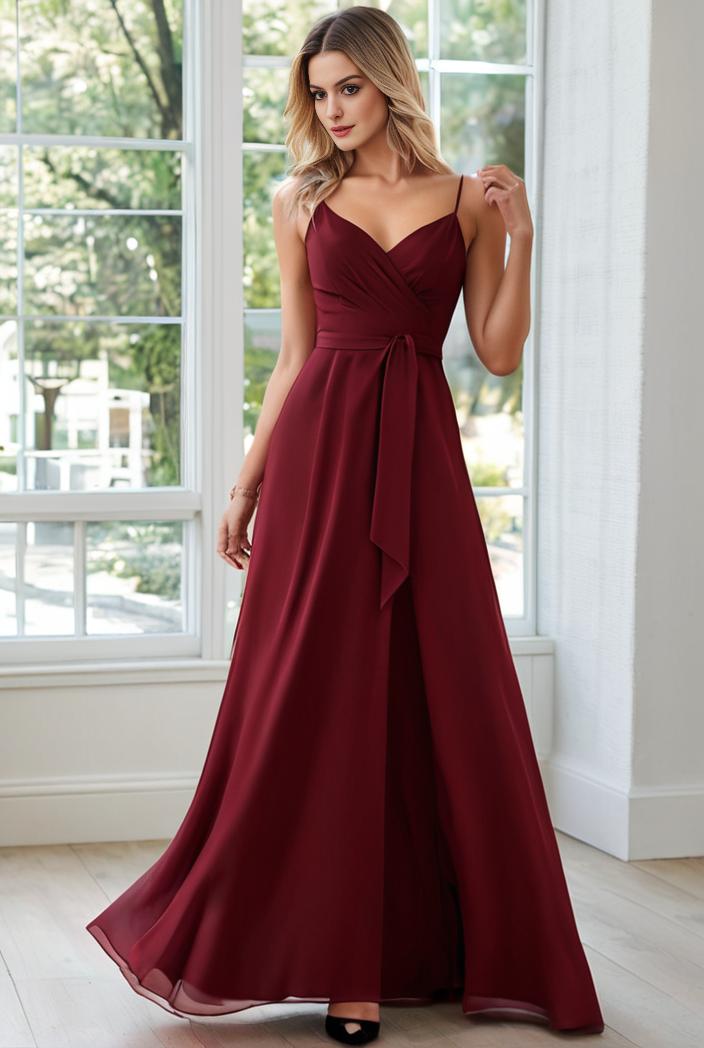 convertible chiffon lace open back spaghetti straps bridesmaid dress 116261