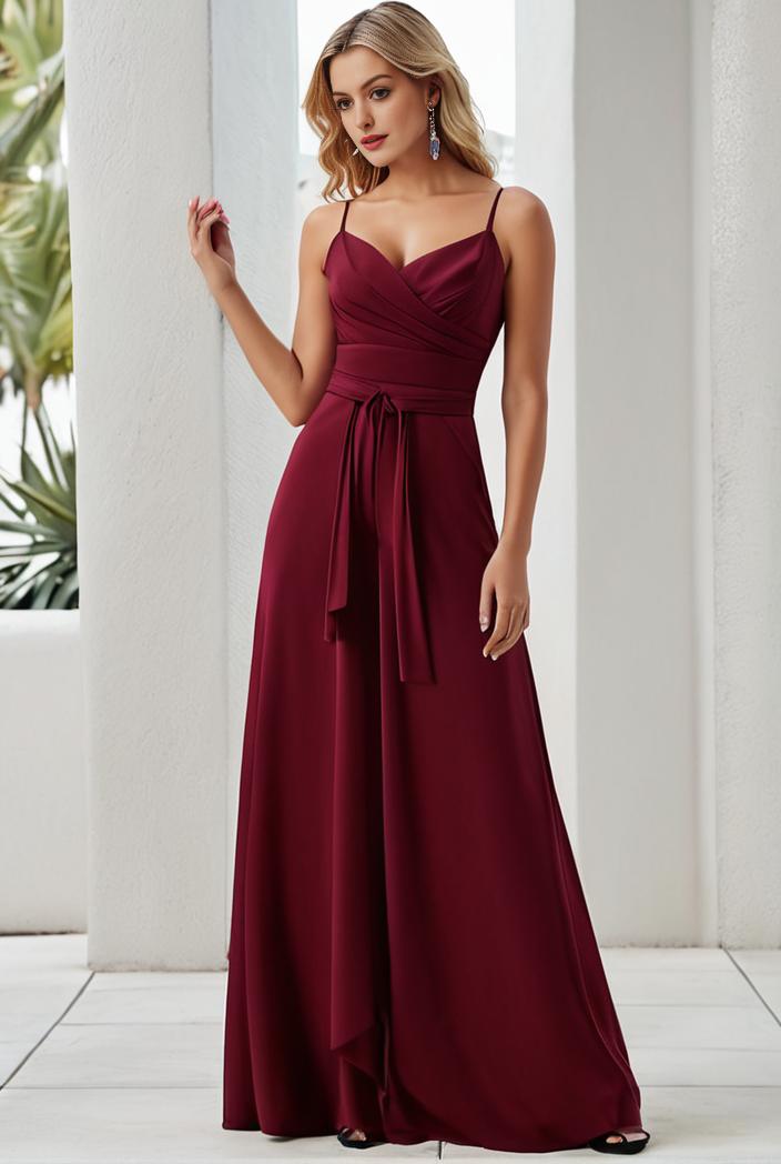convertible chiffon lace open back spaghetti straps bridesmaid dress 116272