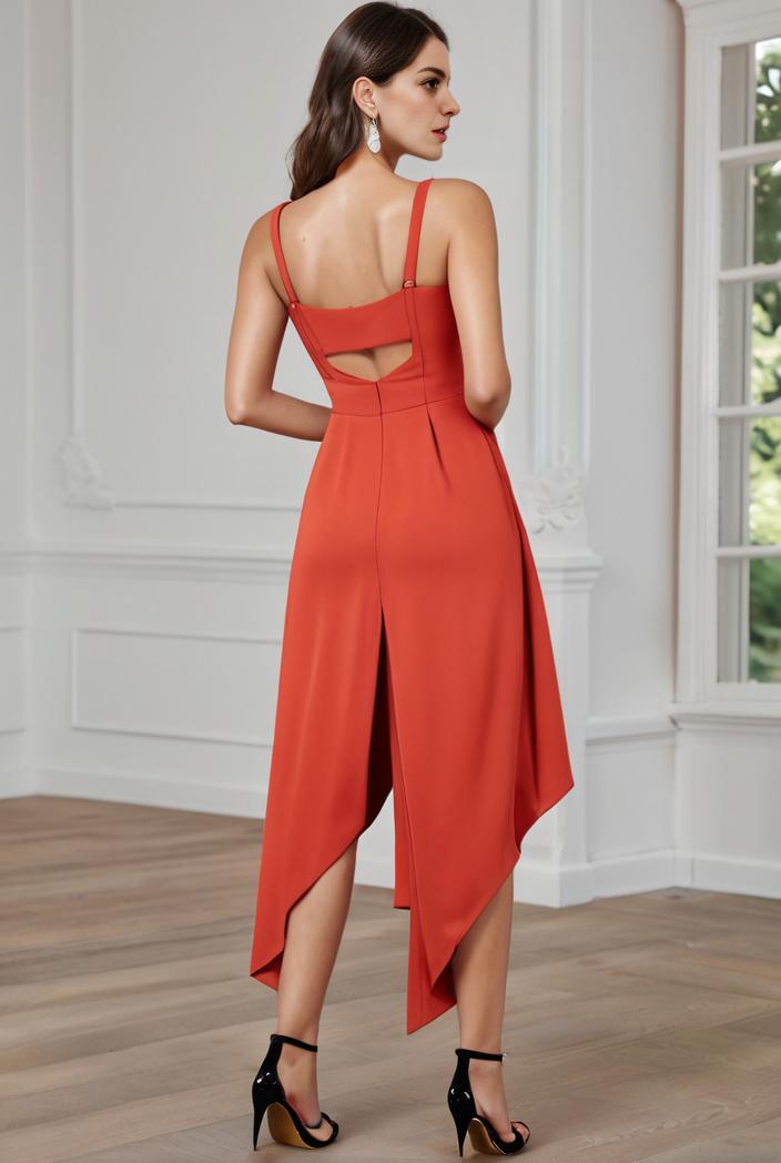 deep v neck lace chiffon bridesmaid dress with asymmetrical hem 116818