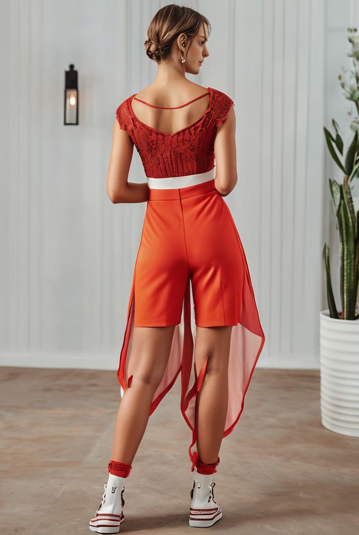 deep v neck lace chiffon bridesmaid dress with asymmetrical hem 116820